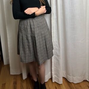 Vintage Daniel B. Pleated plaid mini midi skirt feels like wool blend size XS 2